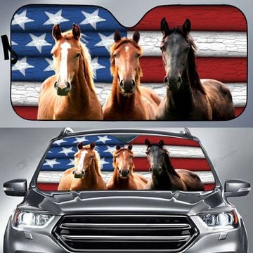 Horse United States Flag All Over Printed 3D Sun Shade