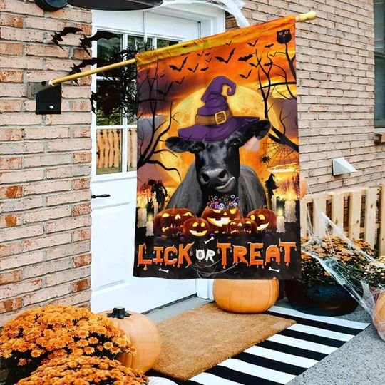 Black Angus Lick Or Treat Flag