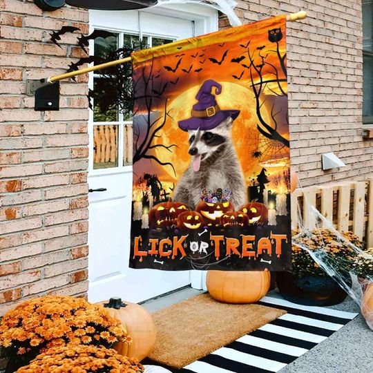 Raccoon Lick Or Treat Flag
