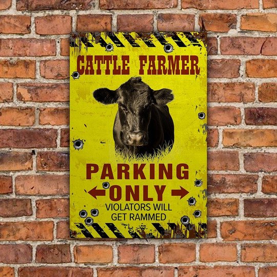 Black Angus Farmer Parking Only Violators Will Get Plucked All Printed 3D Metal Sign