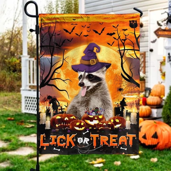 Raccoon Lick Or Treat Flag
