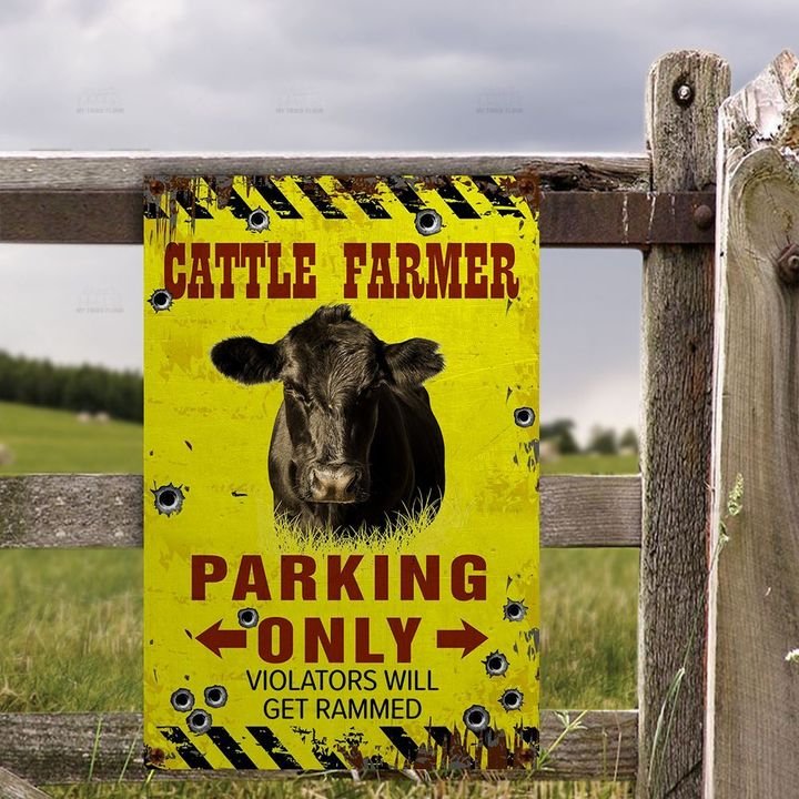Black Angus Farmer Parking Only Violators Will Get Plucked All Printed 3D Metal Sign