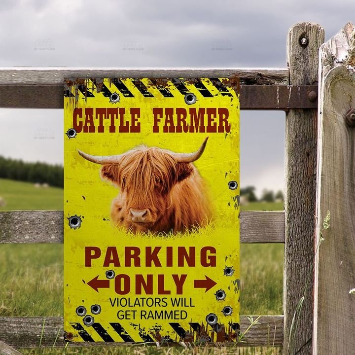 Highland Farmer Parking Only Violators Will Get Plucked All Printed 3D Metal Sign