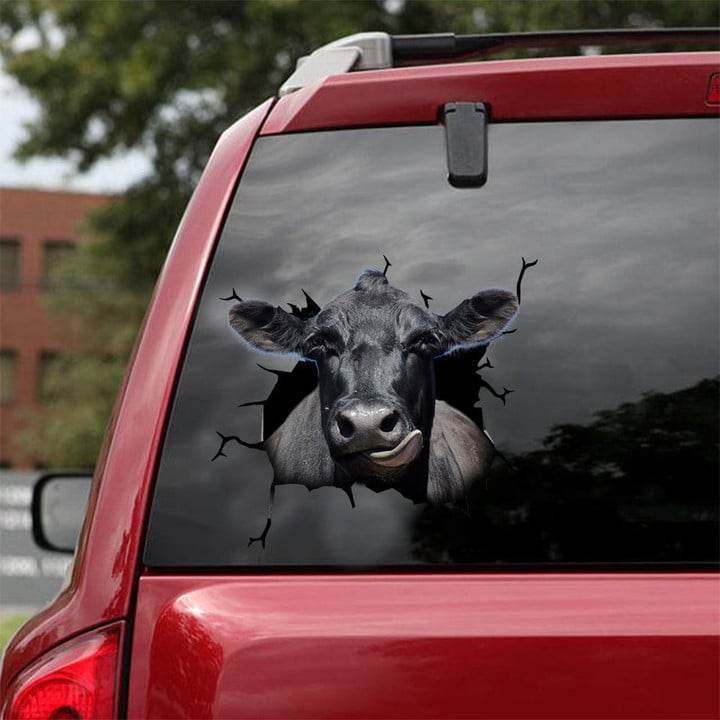 Black Angus Broken Glass Car Decal Sticker
