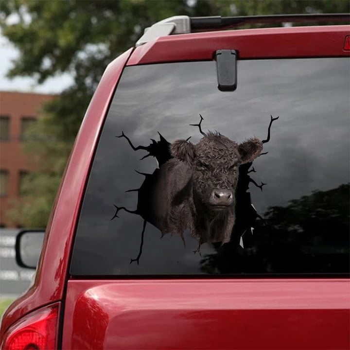 Belted Galloway Broken Glass Car Decal Sticker