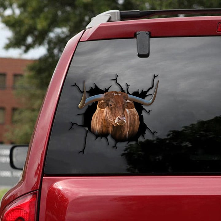 Texas Longhorn Broken Glass Car Decal Sticker