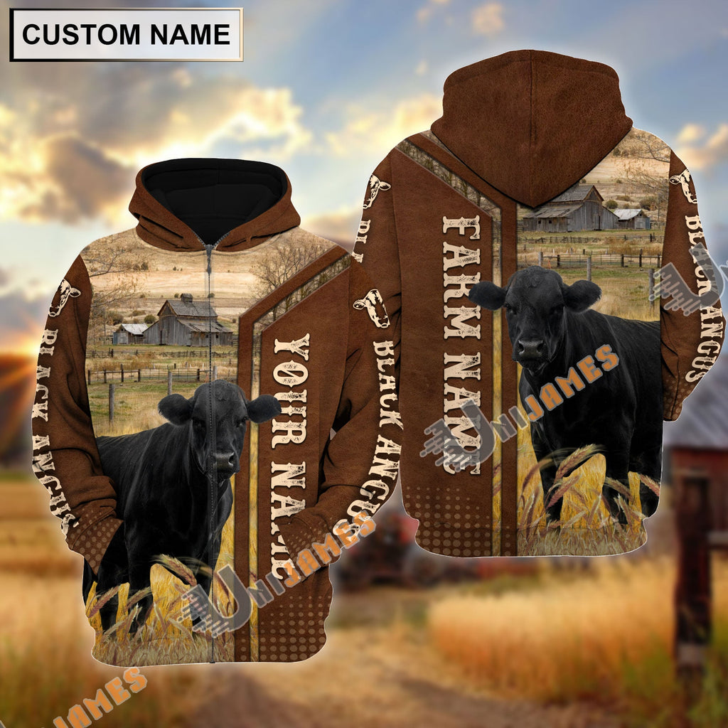 Black Angus Personalized Name, Farm Name 3D Hoodie