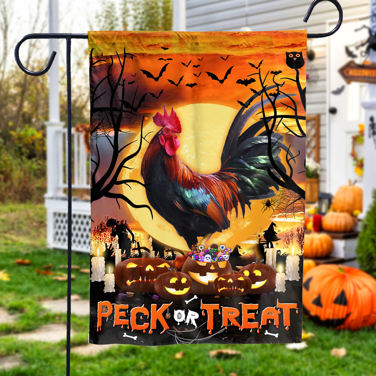 Chicken Peck Or Treat Flag