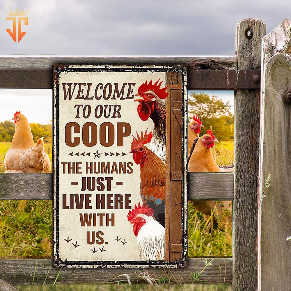 Personalized Name Chicken Welcome to our farm All Printed 3D Metal Sign