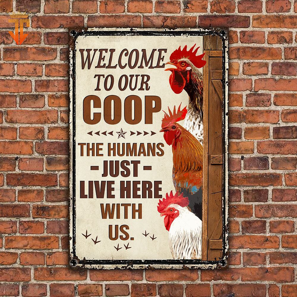 Personalized Name Chicken Welcome to our farm All Printed 3D Metal Sign