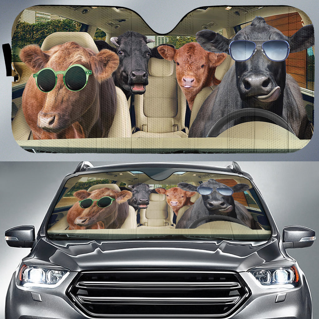 Driving Angus Cattle All Over Printed 3D Sun Shade