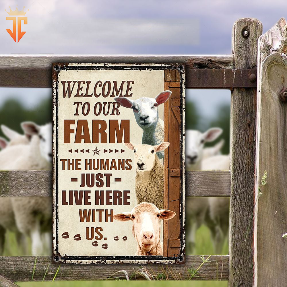 Personalized Name Sheep Welcome to our farm All Printed 3D Metal Sign