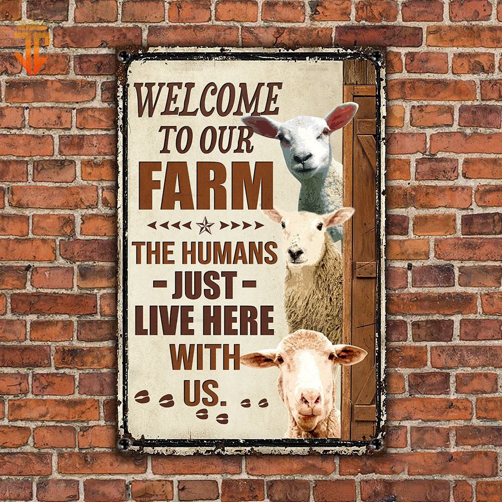 Personalized Name Sheep Welcome to our farm All Printed 3D Metal Sign
