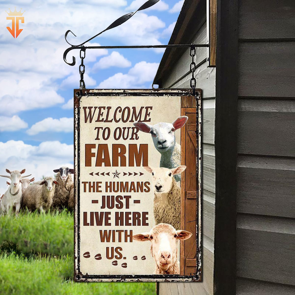 Personalized Name Sheep Welcome to our farm All Printed 3D Metal Sign