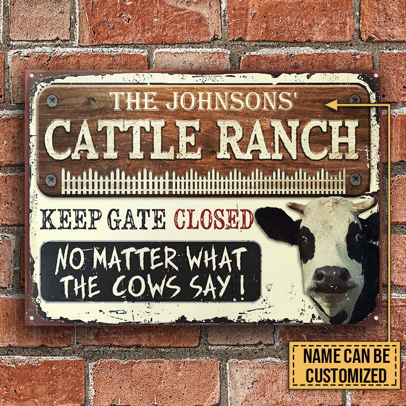 Customized Name Dairy Farm Cattle Keep Gate Closed All Printed 3D Metal Sign