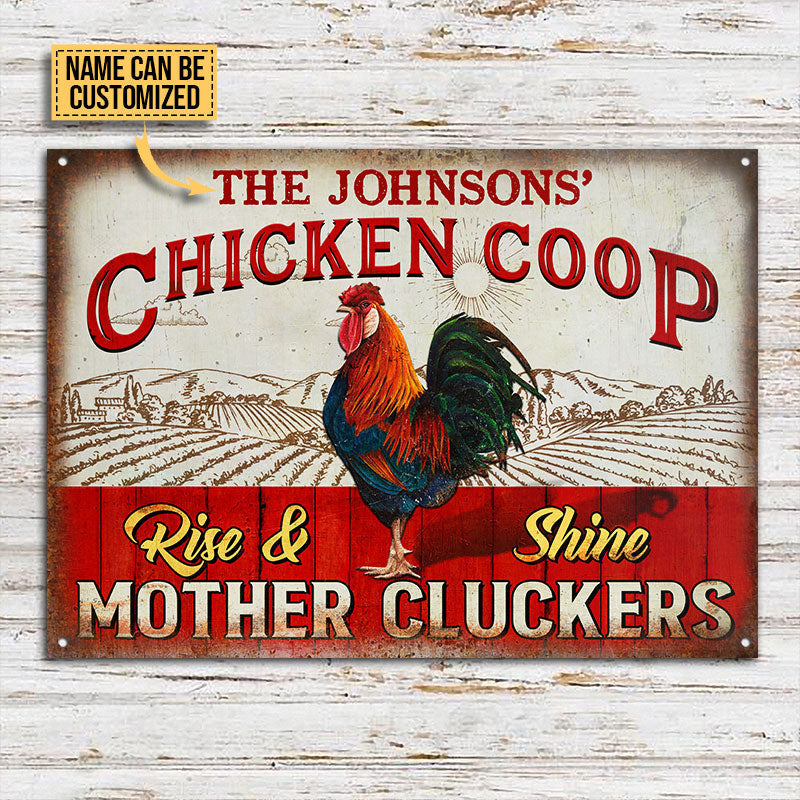 Customized Name Chicken Coop Rise And Shine All Printed 3D Metal Sign