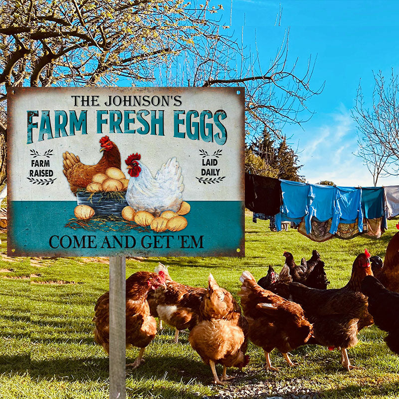 Customized Name Farm Raised Laid Daily Turquoise All Printed 3D Metal Sign