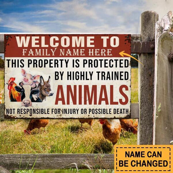 Custom Name Funny Pattern Welcome To Our Farm Rectangle Metal Sign