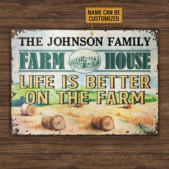 Cute Farm House Better On The Farm Custom Name Rectangle Metal Sign