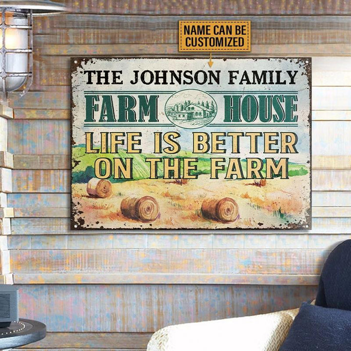 Cute Farm House Better On The Farm Custom Name Rectangle Metal Sign