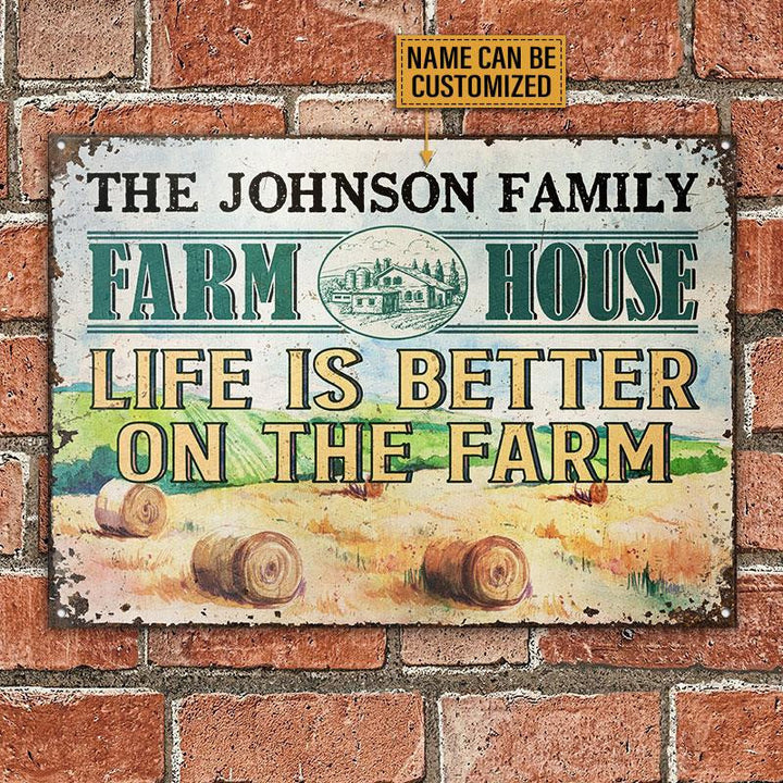Cute Farm House Better On The Farm Custom Name Rectangle Metal Sign
