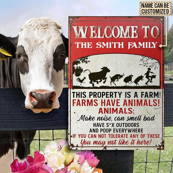 Farm This Property Is A Farm Rectangle Metal Sign Custom Name Nice Design