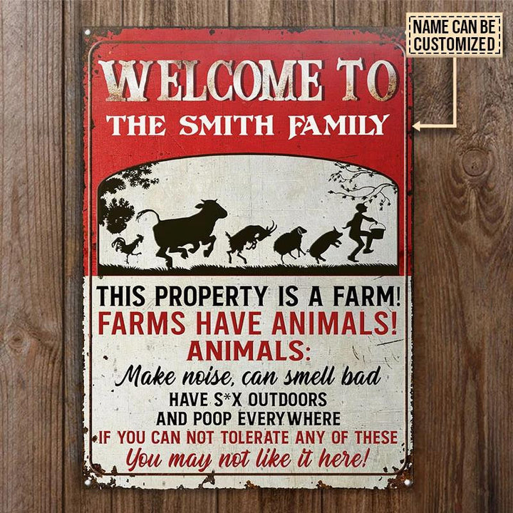 Farm This Property Is A Farm Rectangle Metal Sign Custom Name Nice Design