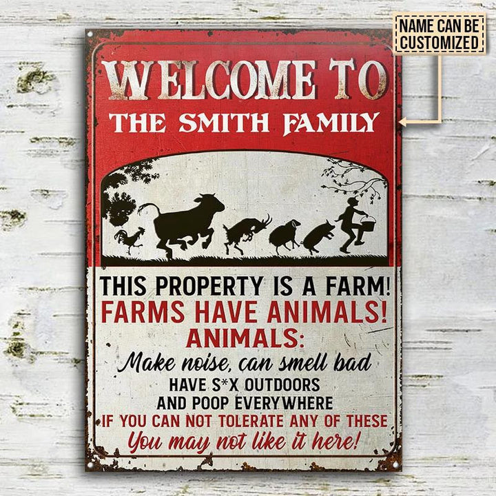Farm This Property Is A Farm Rectangle Metal Sign Custom Name Nice Design