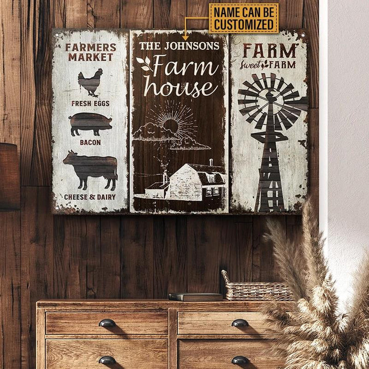Farm Sweet Farm Market Rustic Rectangle Metal Sign Custom Name