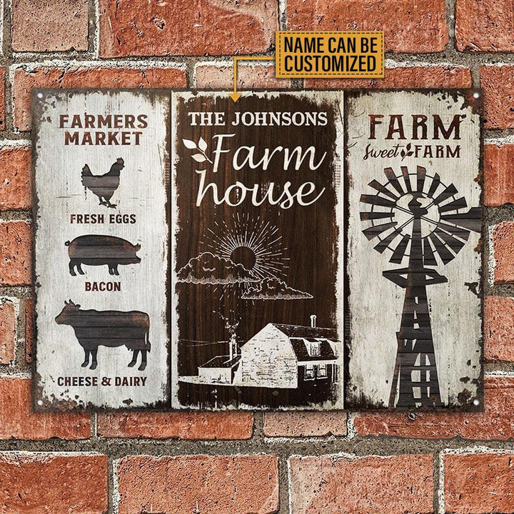 Farm Sweet Farm Market Rustic Rectangle Metal Sign Custom Name