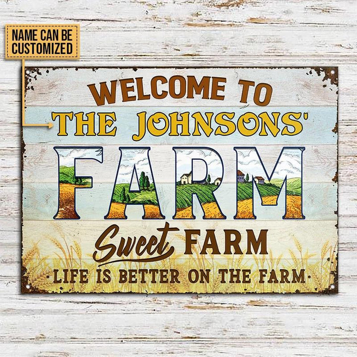 Welcome To Sweet Farm Nice Design Rectangle Metal Sign Custom Name