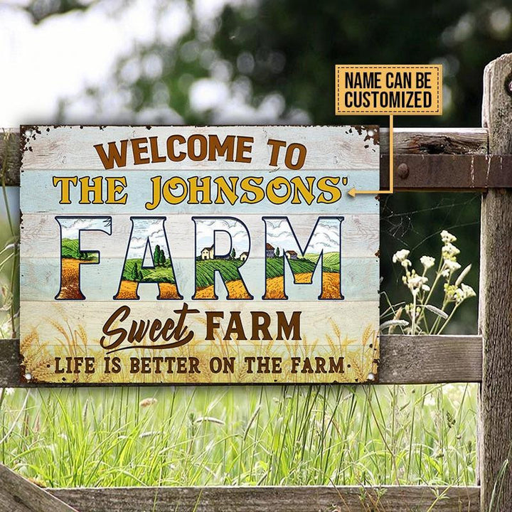 Welcome To Sweet Farm Nice Design Rectangle Metal Sign Custom Name