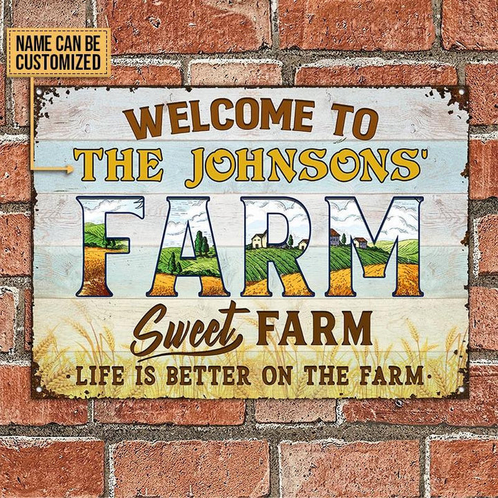 Welcome To Sweet Farm Nice Design Rectangle Metal Sign Custom Name