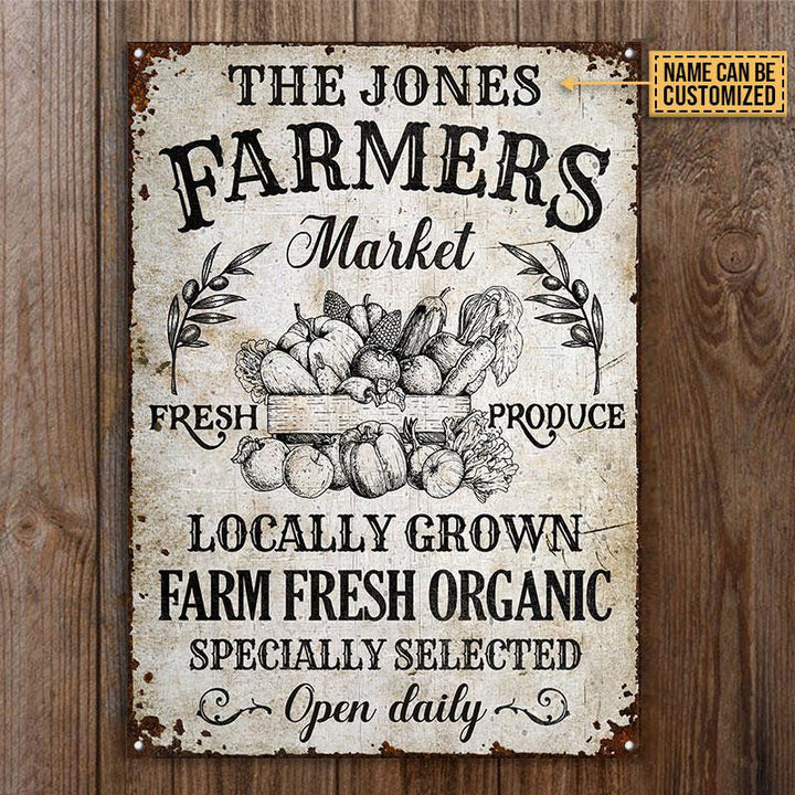 Custom Name Farm Farmers Market Fresh Organic Rectangle Metal Sign