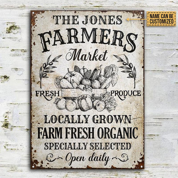 Custom Name Farm Farmers Market Fresh Organic Rectangle Metal Sign