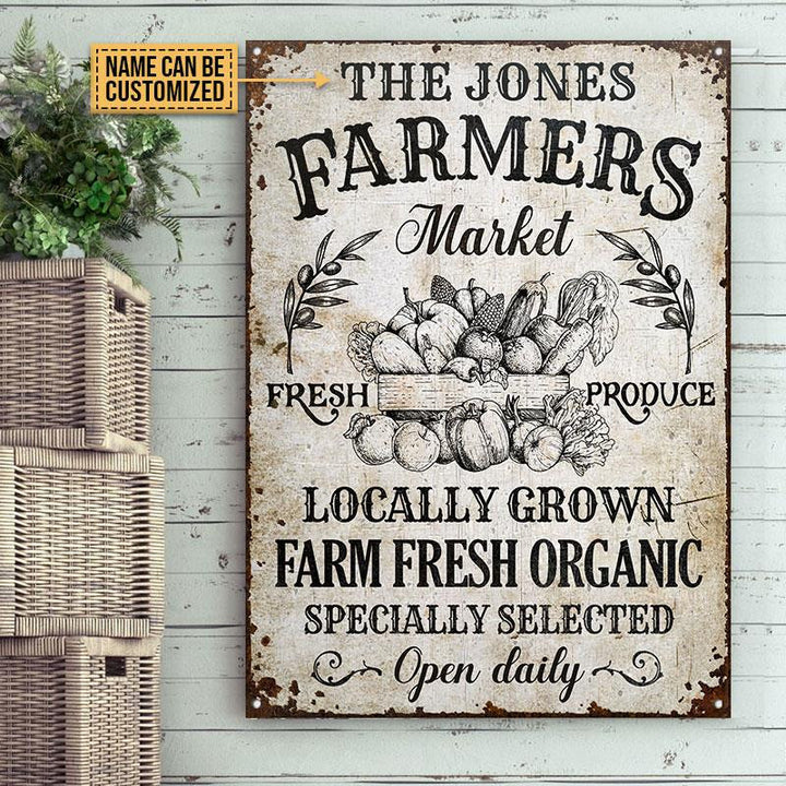 Custom Name Farm Farmers Market Fresh Organic Rectangle Metal Sign