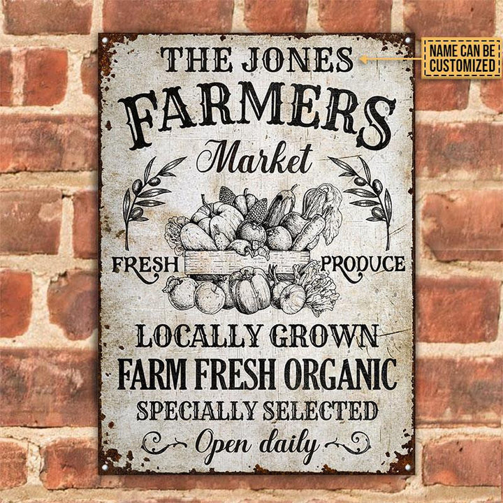 Custom Name Farm Farmers Market Fresh Organic Rectangle Metal Sign