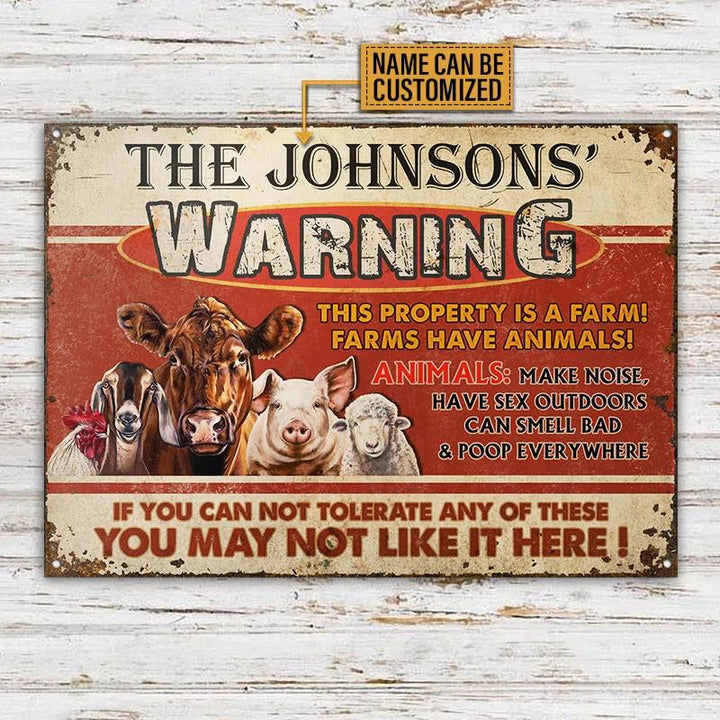 This Property Is A Farm Red Rectangle Metal Sign Custom Name
