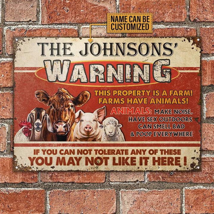 This Property Is A Farm Red Rectangle Metal Sign Custom Name