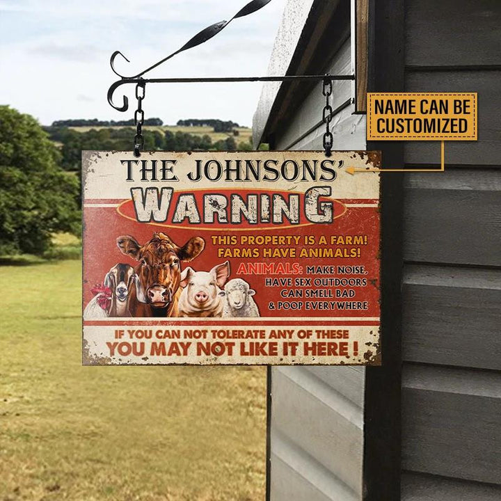 This Property Is A Farm Red Rectangle Metal Sign Custom Name