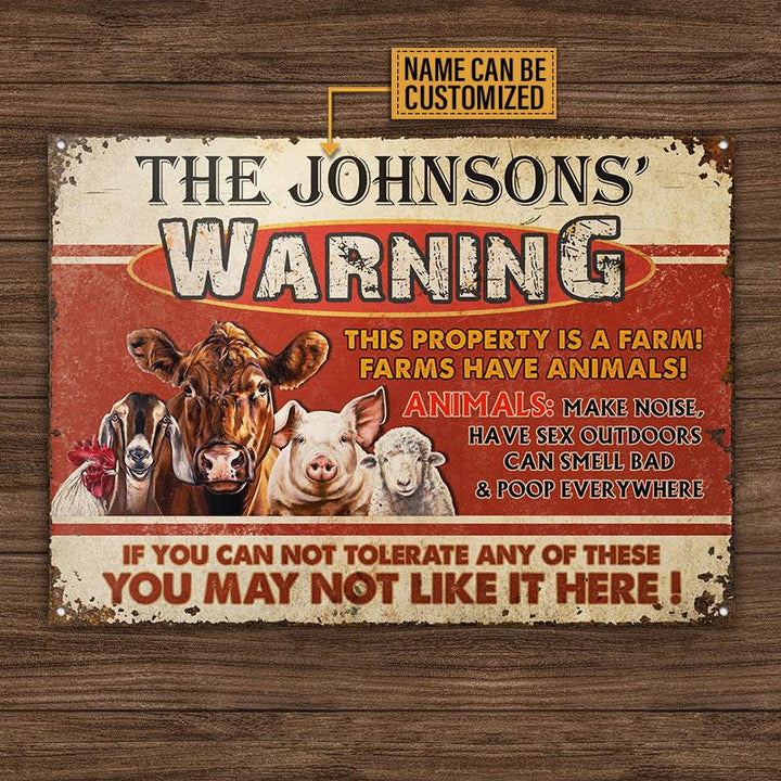 This Property Is A Farm Red Rectangle Metal Sign Custom Name