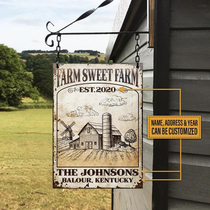 Farm Sweet Farm Rectangle Metal Sign Custom Text Cute Design