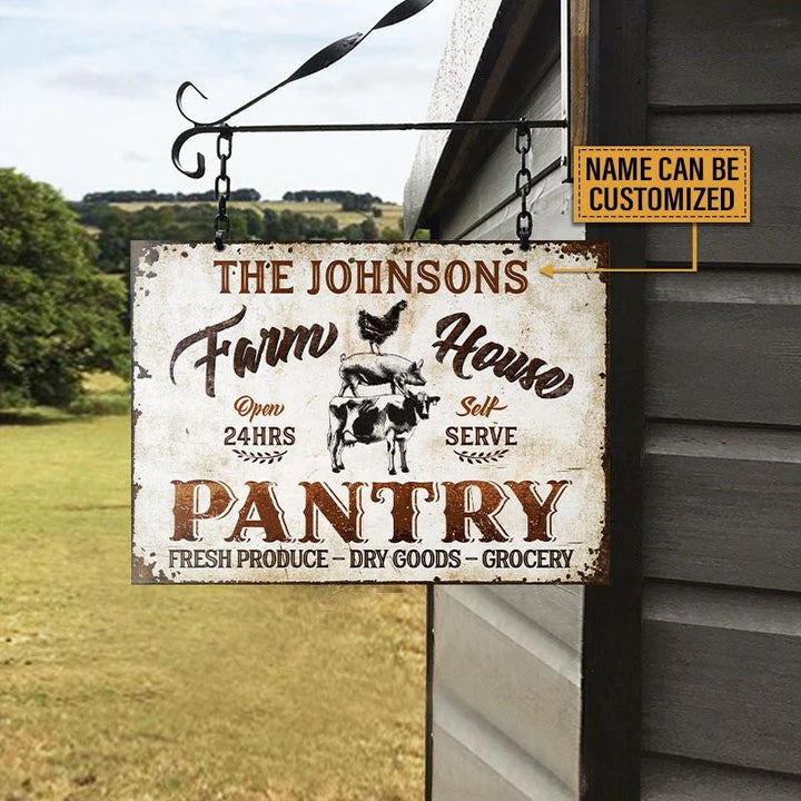 Farm Animals Farmhouse Pantry Self Serve Rectangle Metal Sign Custom Name