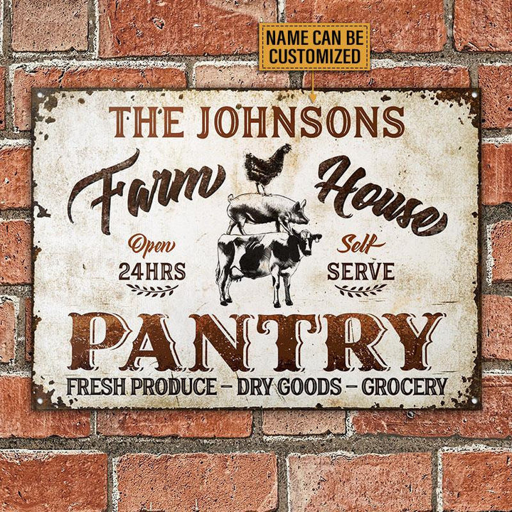 Farm Animals Farmhouse Pantry Self Serve Rectangle Metal Sign Custom Name