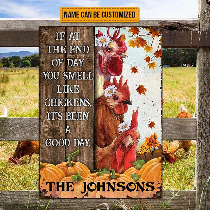 Chicken Poultry Farm Autumn Homestead Rectangle Metal Sign Custom Name