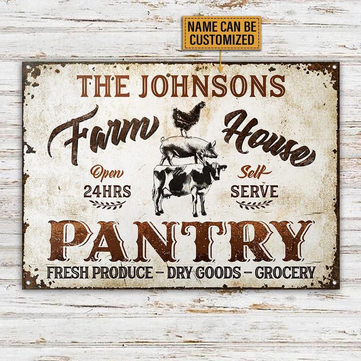 Farm Animals Farmhouse Pantry Self Serve Rectangle Metal Sign Custom Name