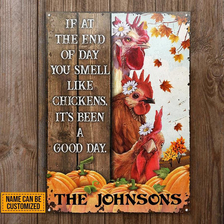 Chicken Poultry Farm Autumn Homestead Rectangle Metal Sign Custom Name