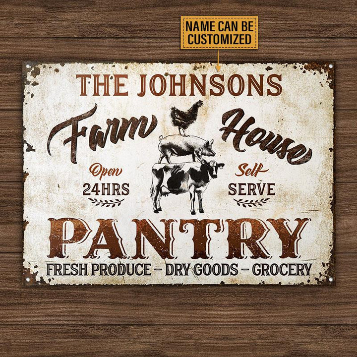 Farm Animals Farmhouse Pantry Self Serve Rectangle Metal Sign Custom Name