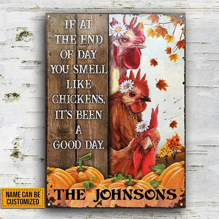 Chicken Poultry Farm Autumn Homestead Rectangle Metal Sign Custom Name
