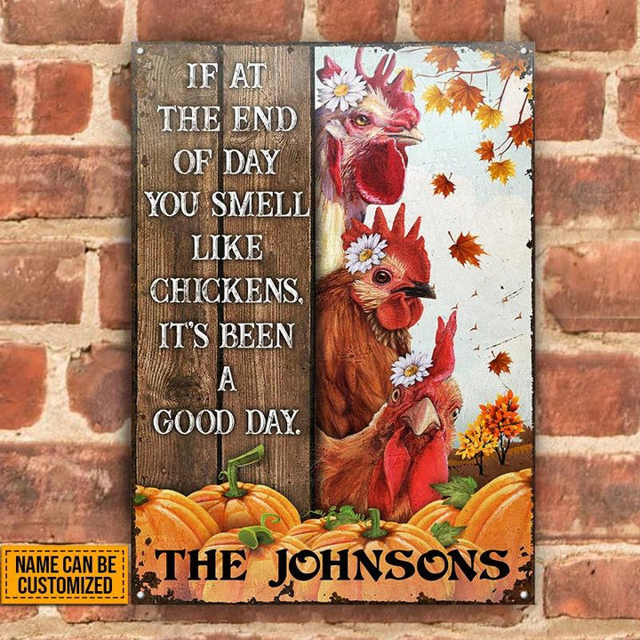 Chicken Poultry Farm Autumn Homestead Rectangle Metal Sign Custom Name